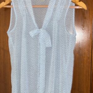 LOFT Light Gray Sleeveless Blouse with Tie-Front